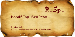 Mohápp Szofron névjegykártya